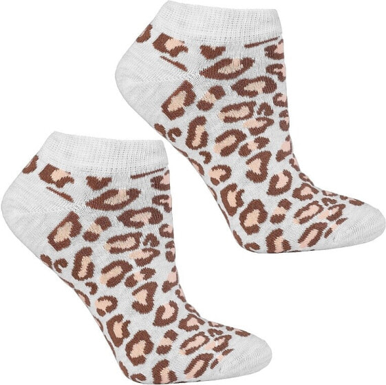 Damensocken aus Baumwolle grau Leopardenmuster