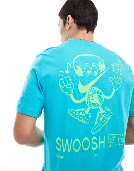 Nike Swoosh FM graphic backprint t-shirt in teal