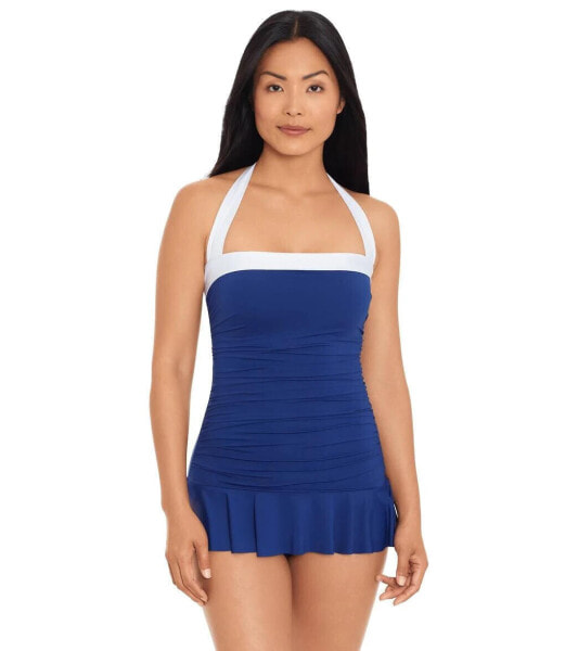 LAUREN Ralph Lauren 285740 Women Bel Air Shirred Bandeau One-Piece Size 12 blue