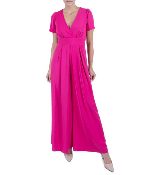 Women's Short-Sleeve Wide-Leg Jumpsuit