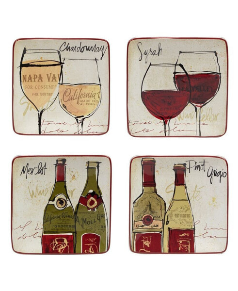 Wine Country Canape Plates, Set of 4