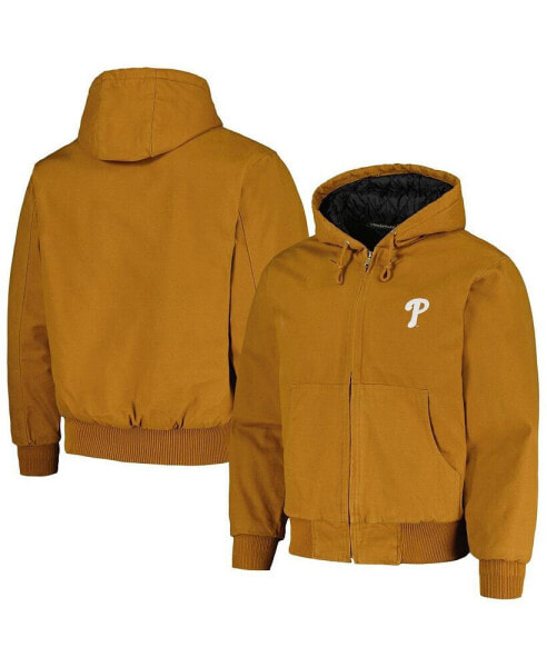 Men's Brown Philadelphia Phillies Dakota Work Full-Zip Hoodie Jacket