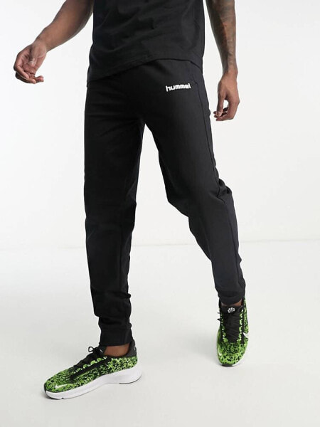 Hummel logo cotton joggers in black