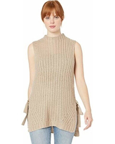 BCBGeneration Women's Sleeveless Tunic Pull Over Mock Neck Sweater Oatmeal S