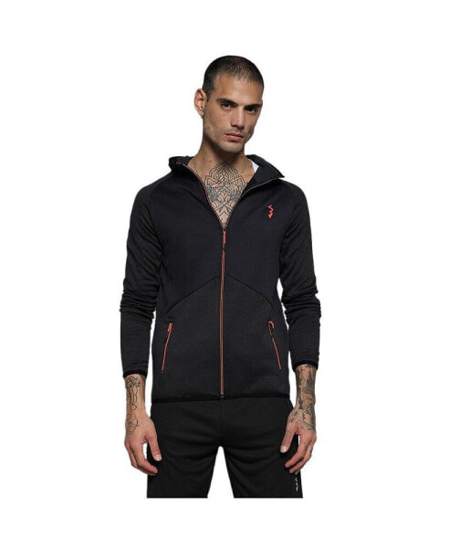 Men's Black Zip-Front Activewear Jacket With Insert Pocket