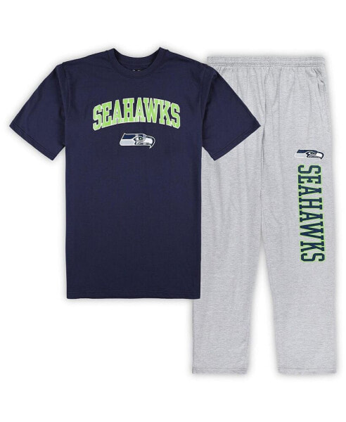 Комплект пижамы Concepts Sport College Navy, Heather Gray Seattle Seahawks Big and Tall T-shirt and Pajama Pants Sleep Set