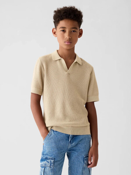 Kids Textured Polo Sweater