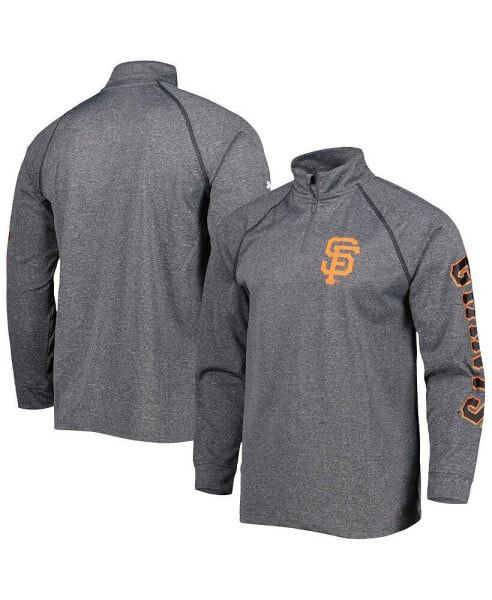 Men's Heather Gray San Francisco Giants Wordmark Raglan Quarter-Zip Top