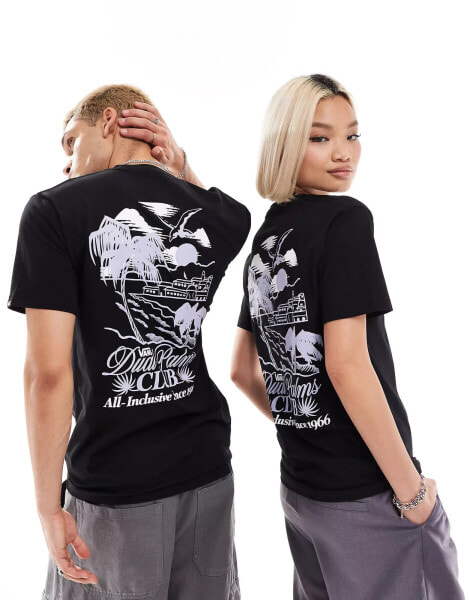 Vans dual palm back print t-shirt in black