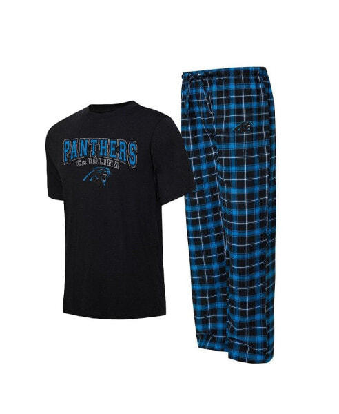 Комплект пижамы Concepts Sport Black, Blue Carolina Panthers Arctic T-shirt and Pajama Pants Sleep Set