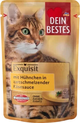 Nassfutter Katze mit Hühnchen in Käsesauce, Exquisit, 85 g