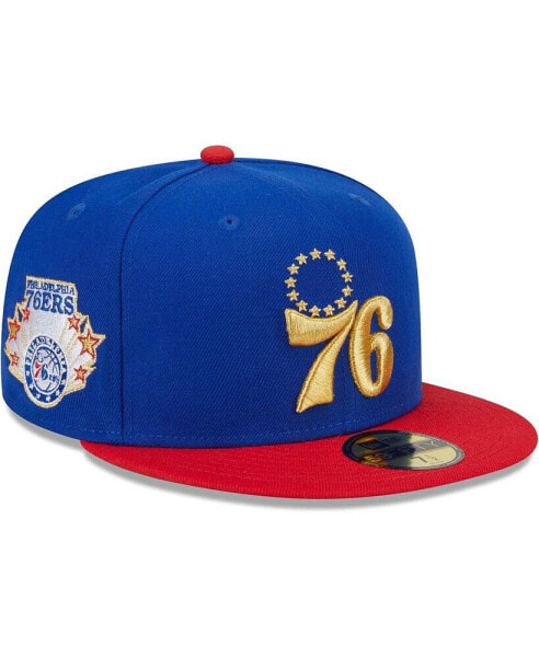 Men's Royal, Red Philadelphia 76ers Gameday Gold Pop Stars 59FIFTY Fitted Hat