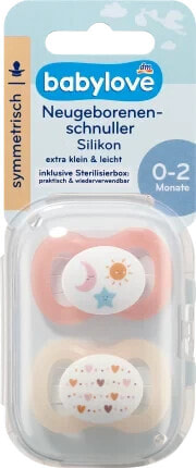 Schnuller für Neugeborene symmetrisch, Silikon, peach/creme, 0-2 Monate, 2 St