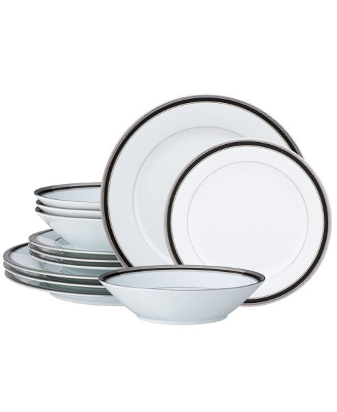 Austin Platinum 12-Piece Dinnerware Set, Service for 4