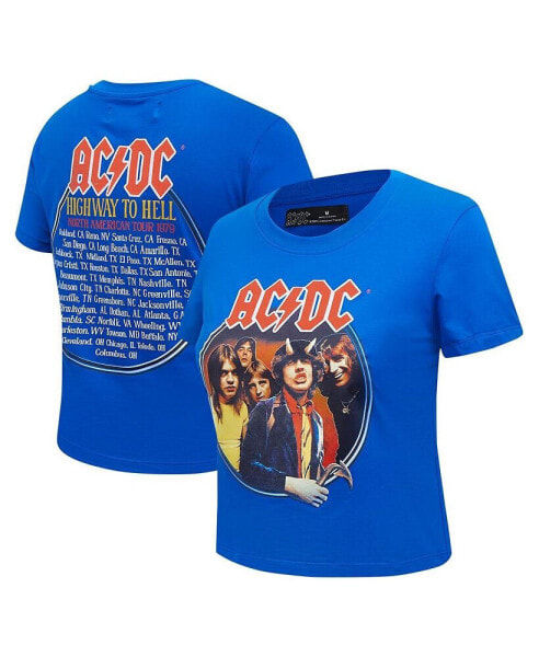 Women's Royal AC/DC Highway to Tour 1979 Baby Doll Cropped T-Shirt