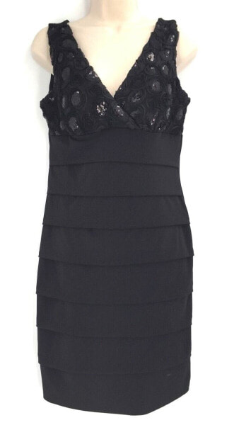 Topshop Women's Black Cocktail Shift Above Knee Sleeveless Dress Sz. 4 NEW