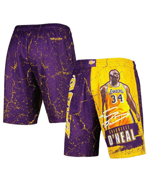 Men's Shaquille O'Neal Purple Los Angeles Lakers Hardwood Classics Player Burst Shorts