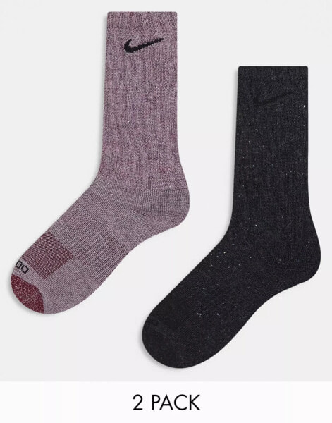 Nike Everyday Plus Cushioned 2 pack crew socks in purple