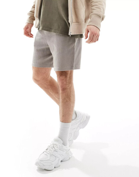 ASOS DESIGN slim waffle shorts in light brown