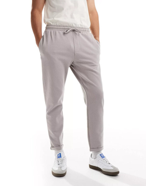 Threadbare cotton twill pull on trousers in stone