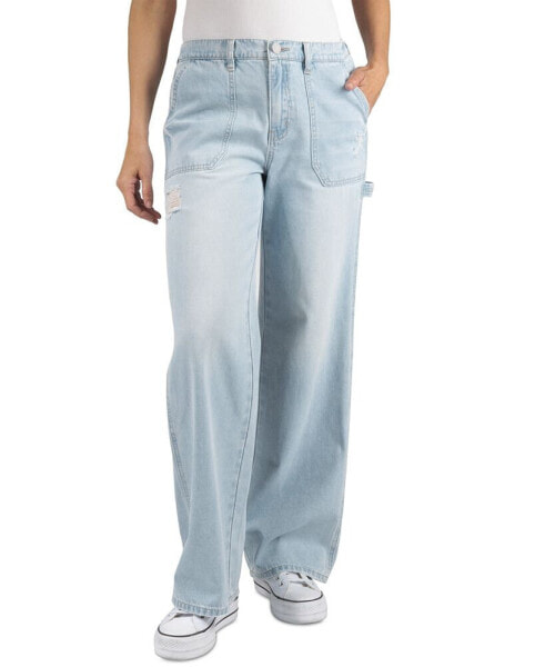 Juniors' High-Rise Utility Wide-Leg Jeans