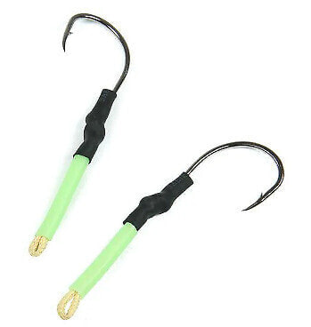 Jigging World Tubed Trailer Hooks 2pcs 5/0 Green Glow