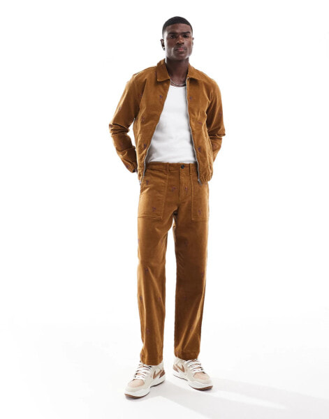 PS Paul Smith cord embroidered trousers in tan