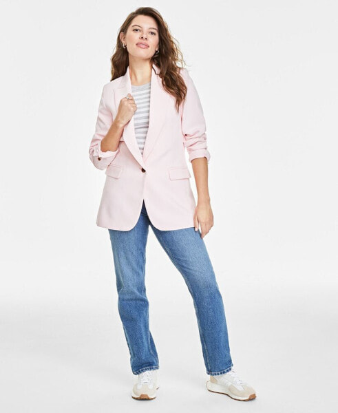 Women's Solid One-Button Boyfriend Blazer, Created for Macy's