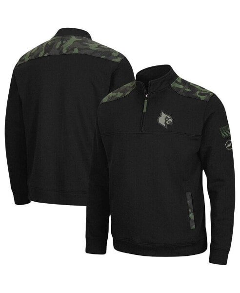 Men's Black Louisville Cardinals OHT Military-Inspired Appreciation Commo Fleece Quarter-Zip Jacket