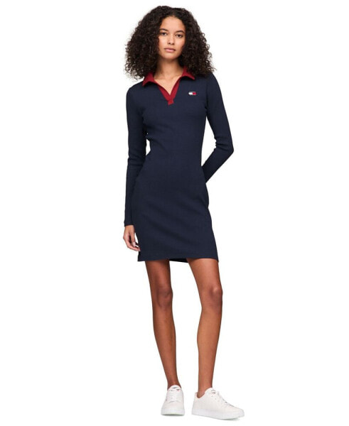 Women's Ribbed Badge-Logo Polo Dress