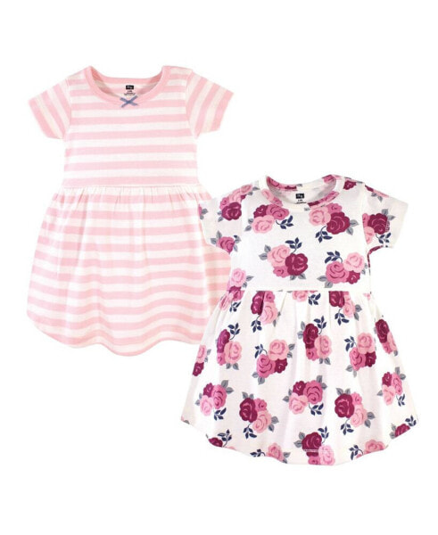 Toddler Girls Cotton Short-Sleeve Dresses 2pk, Blush Floral