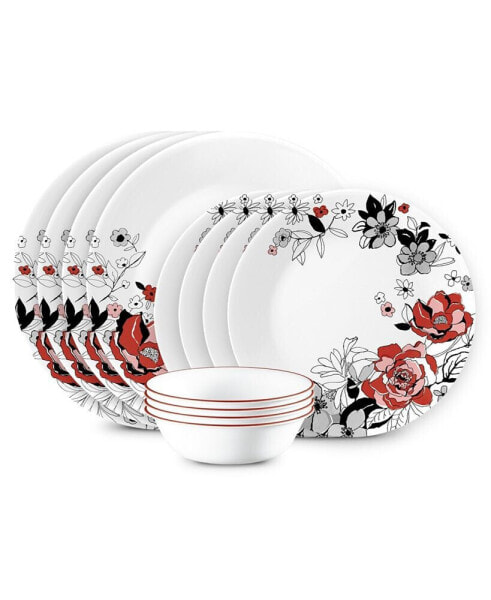 Vitrelle Chelsea Rose 12 Pc. Dinnerware Set, Service for 4