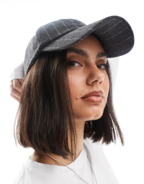 My Accessories pinstripe baseball cap in grey