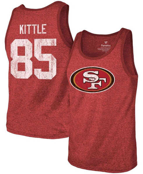 Men's George Kittle Scarlet San Francisco 49Ers Name Number Tri-Blend Tank Top