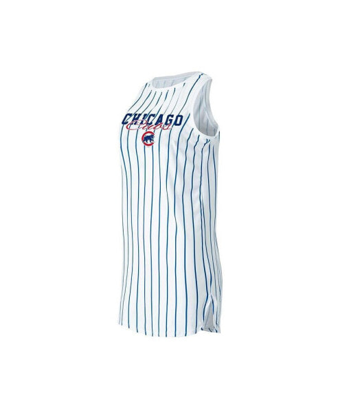 Женская пижама Concepts Sport womens White Chicago Cubs Reel Pinstripe Knit Sleeveless Nightshirt