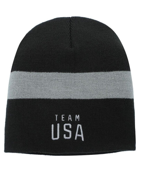 Big Boys Black, Gray Team USA Latitude 2.0 Stripe Knit Beanie