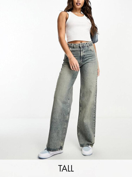 Stradivarius Tall STR baggy jean in vintage wash