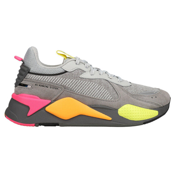 Puma RsX Highlighter Lace Up Mens Grey Sneakers Casual Shoes 38471001