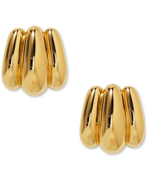 by Nadri 18k Gold-Plated Triple Lobe J-Hoop Earrings