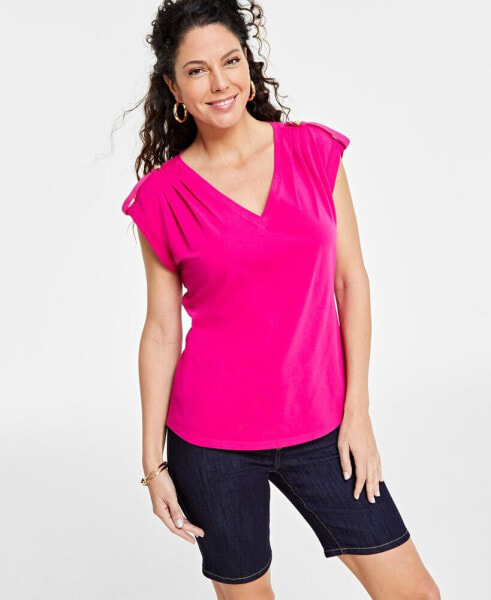 Women's Cap-Sleeve V-Neck Top, Created for Macy's