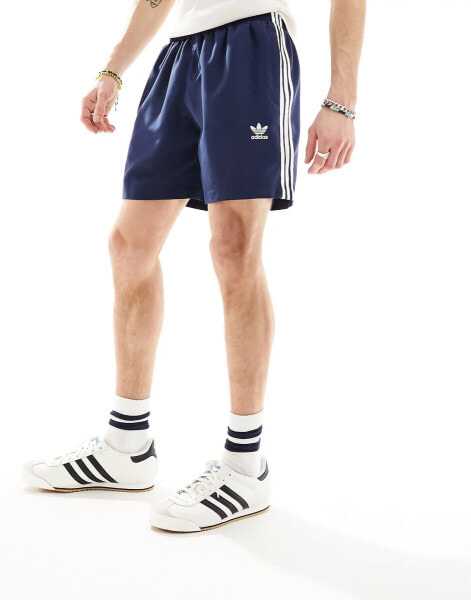 adidas Originals trefoil three stripe swim shorts in navy