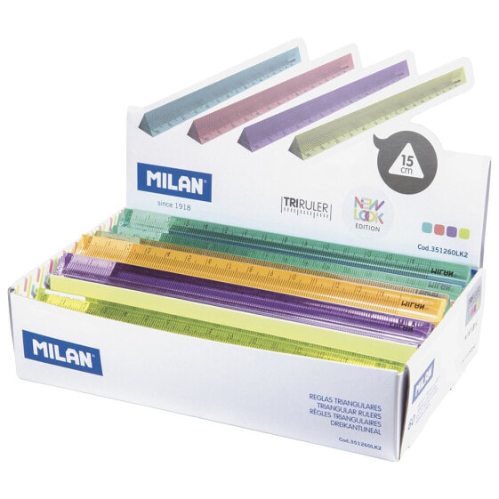 MILAN Display Box 60 Triangular Rulers 15 cm New Look Series