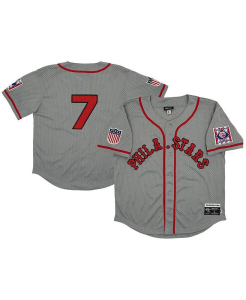 Men's #7 Gray Philadelphia Stars Mesh Button-Down Replica Jersey