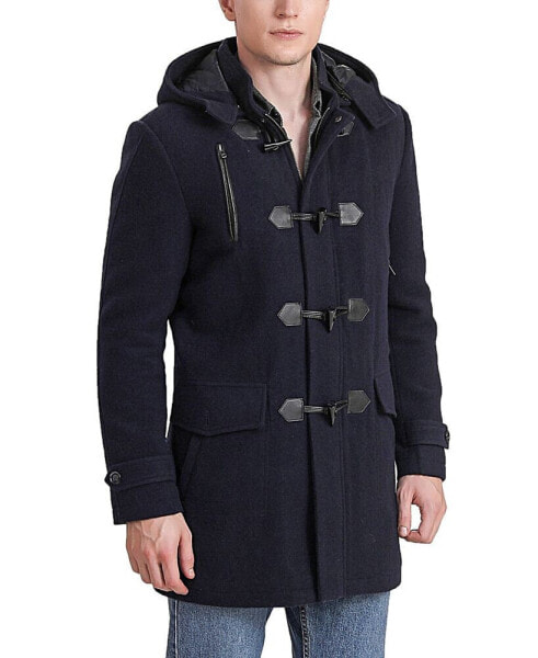 Men Tyson Wool Blend Leather Trimmed Toggle Coat