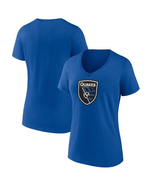 Women's Blue San Jose Earthquakes Logo V-Neck T-Shirt