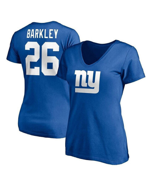 Women's Saquon Barkley Royal New York Giants Player Icon Name and Number V-Neck T-shirt