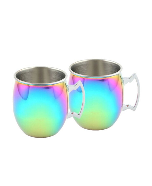 2 Pack of Rainbow Moscow Mule Mugs, 20 Oz