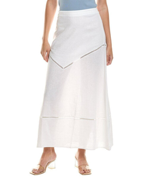 Reveriee Linen-Blend Midi Skirt Women's White L