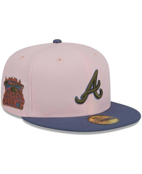 Men's Pink, Blue Atlanta Braves Olive Undervisor 59FIFTY Fitted Hat