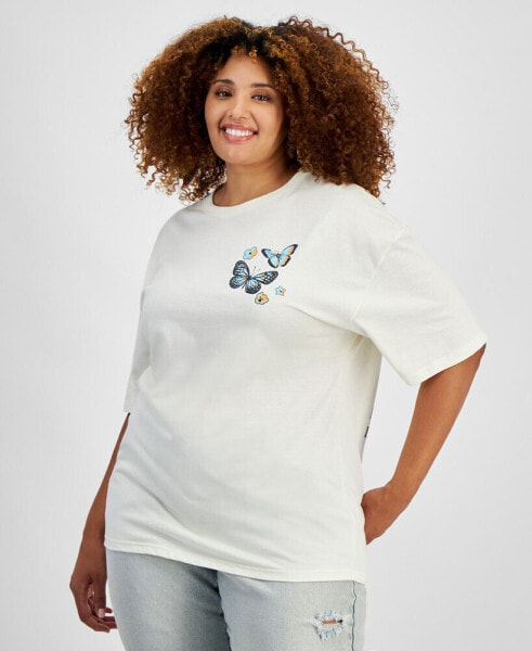 Trendy Plus Size Butterfly Graphic-Print T-Shirt